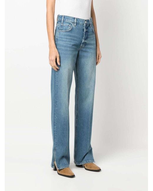 Anine Bing Blue Roy Mid-Rise Straight Jeans