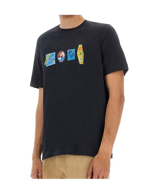 Paul Smith Blue Ps Paul Smith Graphic Printed Crewneck T-Shirt for men