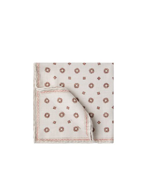 Brunello Cucinelli White Double Face Pocket Square for men