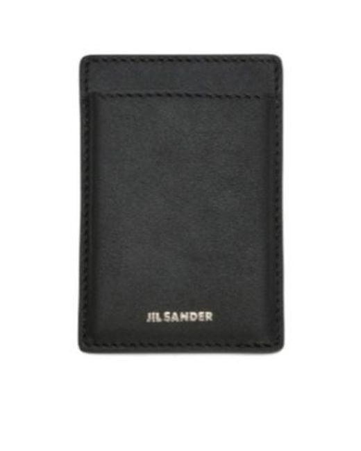 Jil Sander Black Magnetic Card Holder for men