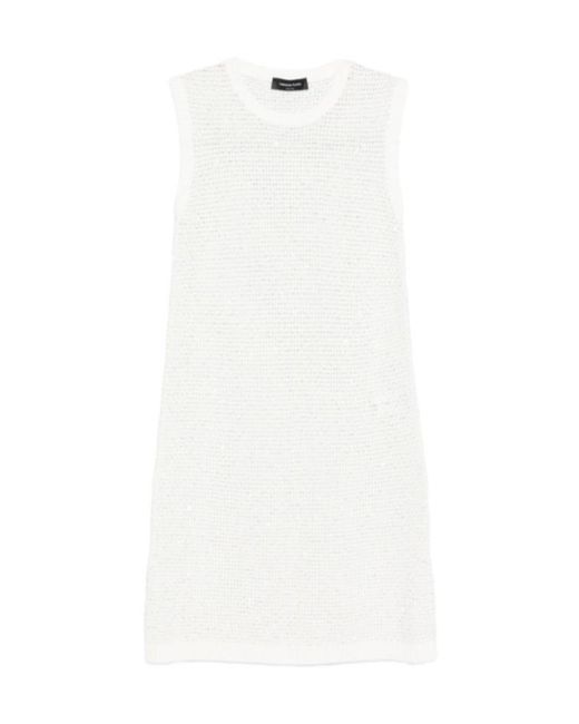 Fabiana Filippi White Crew-Neck Sleeveless Mini Dress