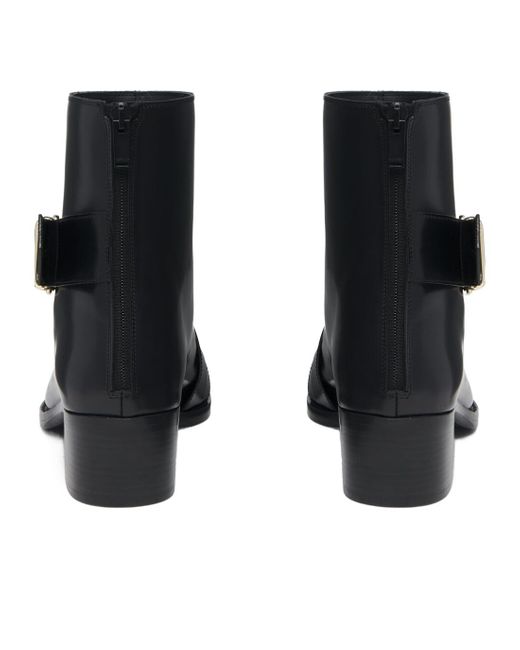 McQueen Black Pointed-Toe Buckle Ankle Boots for men