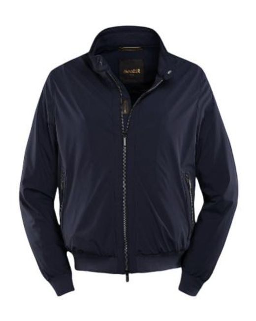 Moorer Blue Long-Sleeved Zipped Bomber Jacket for men