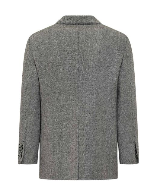 Tom Ford Gray Grey Wool Jacket With Chevron Pattern for men