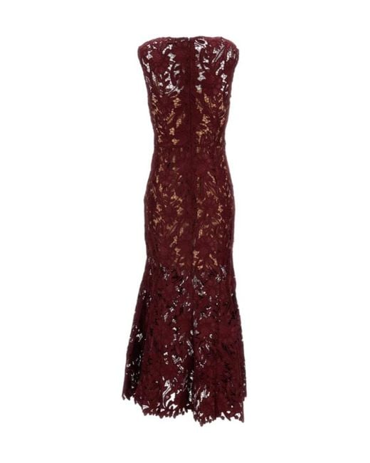 Self-Portrait Red Guipure Lace Midi Dress