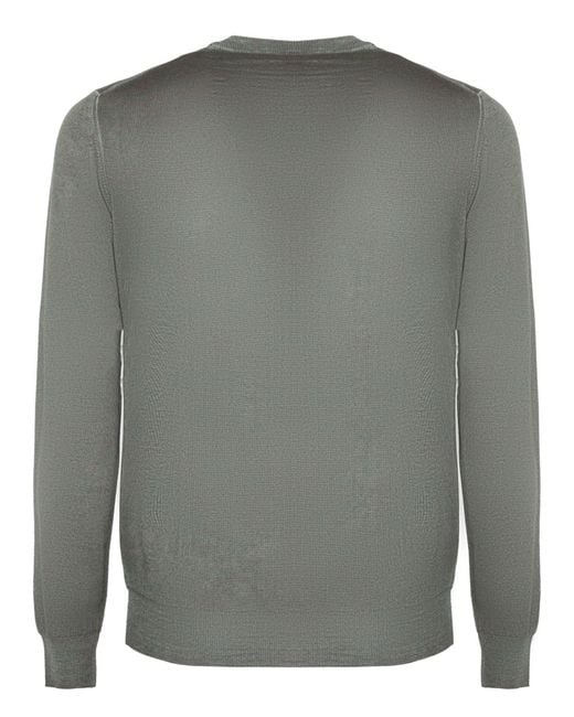 Fedeli Gray Long-Sleeved Crewneck Jumper for men