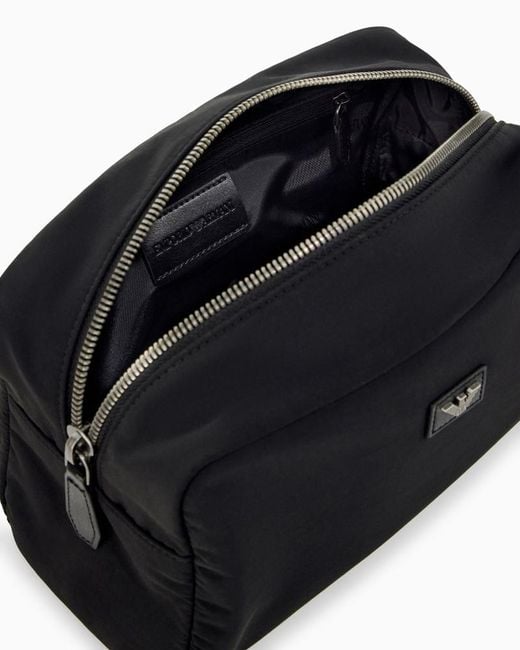 Emporio Armani Black Logo Patch Toiletry Bag for men