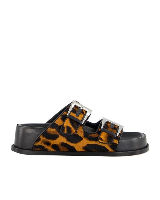 Paris Texas Brown Leopard-Print Flat Sandals