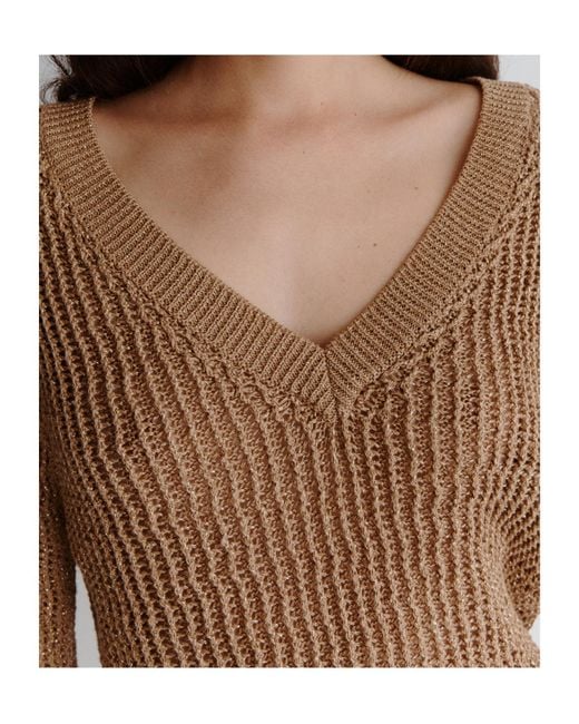 Marella Brown Cotton And Lurex Sweater