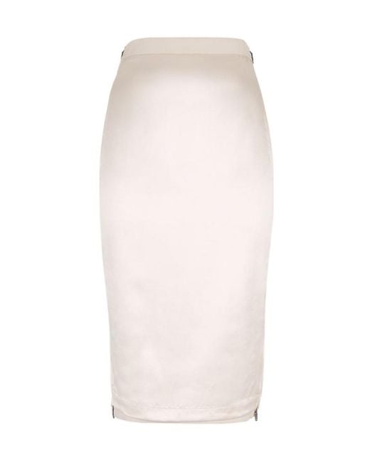 Fendi White Logo Patch Midi Pencil Skirt