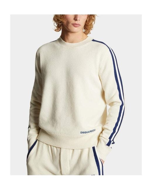 DSquared² White Logo Embroidered Crewneck Jumper for men