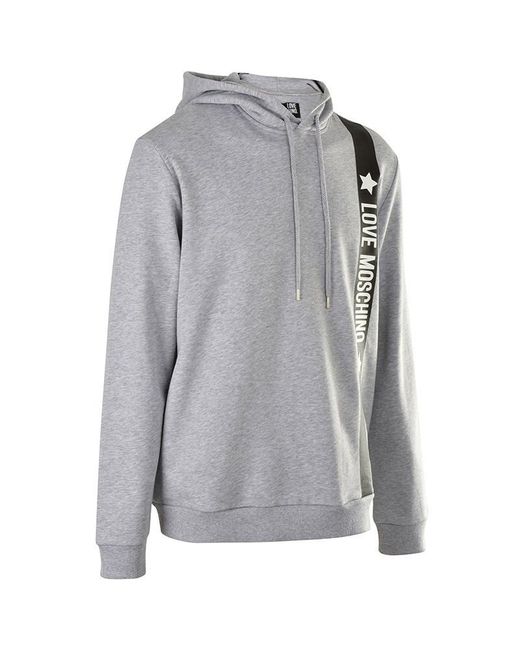 Moschino Gray Logo Details Long-Sleeved Sweater for men