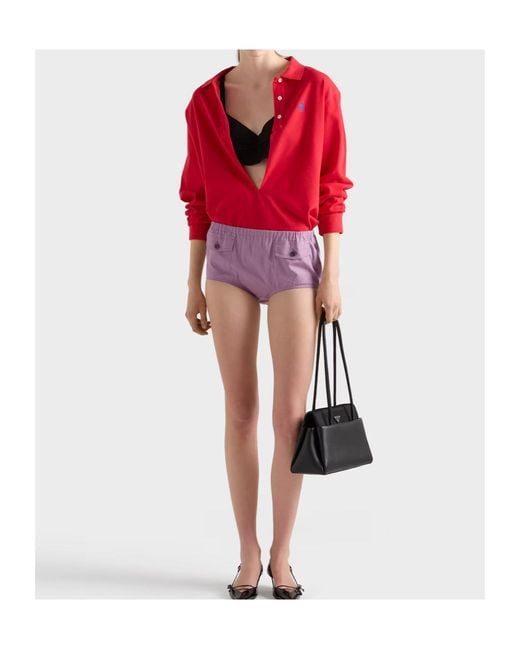 Prada Red Long-Sleeved Polo Shirt