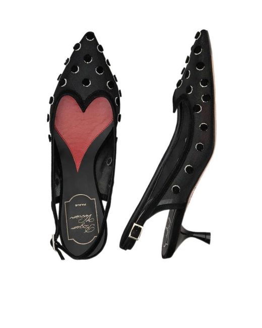 Roger Vivier Black I Love Polka Dot Slingback Pumps