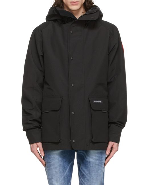 Canada Goose Black Expedition Logo-Patch Parka Coat for men