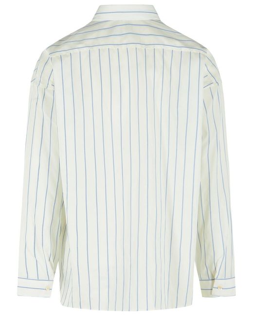 sunflower White Stable Striped Loose Shirt for men
