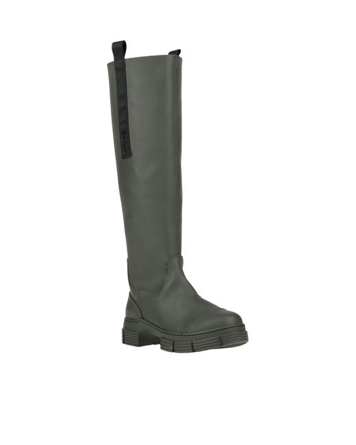 Ganni Green Solid Color Rain Boots