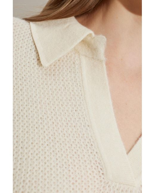 Isabel Marant White Collared Long-Sleeved Knit Sweater