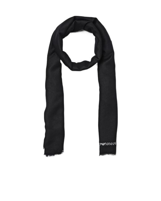 Emporio Armani Black Blended-Fabric Scarf for men