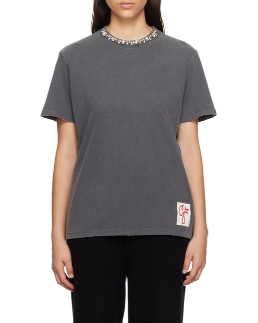 Golden Goose Deluxe Brand Gray Embellished Crewneck Short-Sleeved T-Shirt
