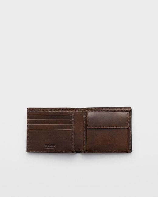 Prada Brown Antiqued Leather Wallet