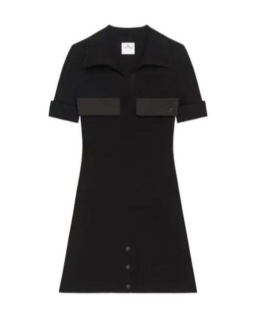 Courreges Women's Black Ribbed-Knit Polo Mini Dress - www.magambanetwork.com Courreges Women's Black Ribbed-Knit Polo Mini Dress - www.magambanetwork.com