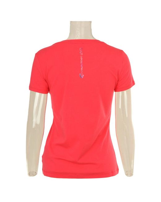 EA7 Red Item O-Neck Short-Sleeved T-Shirt