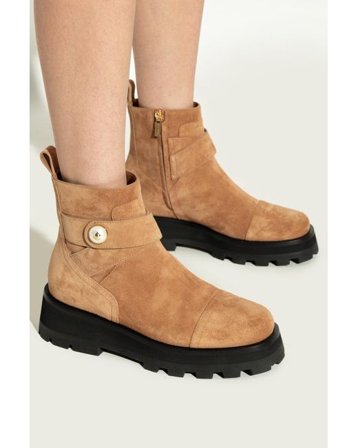 Jimmy Choo Brown Buckle-Strap Platform Boots