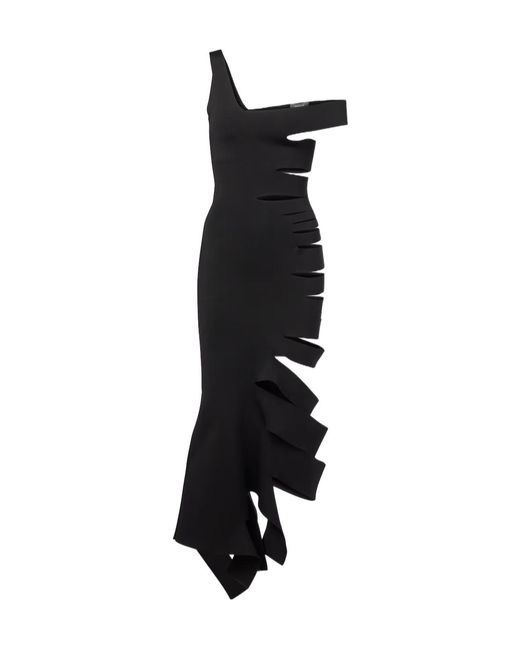 Mugler Black Open-Back One-Shoulder Dress