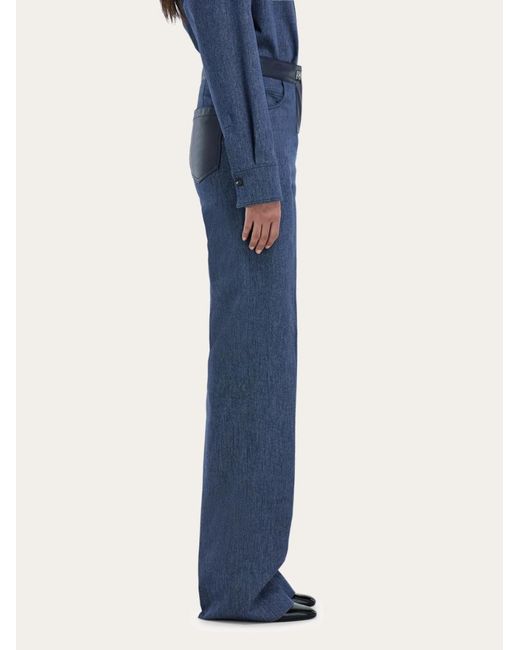 Ferragamo Blue Five Pocket Trousers