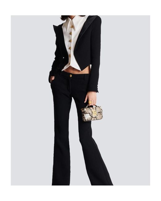Balmain Black Cropped 6-Button Crepe Jacket