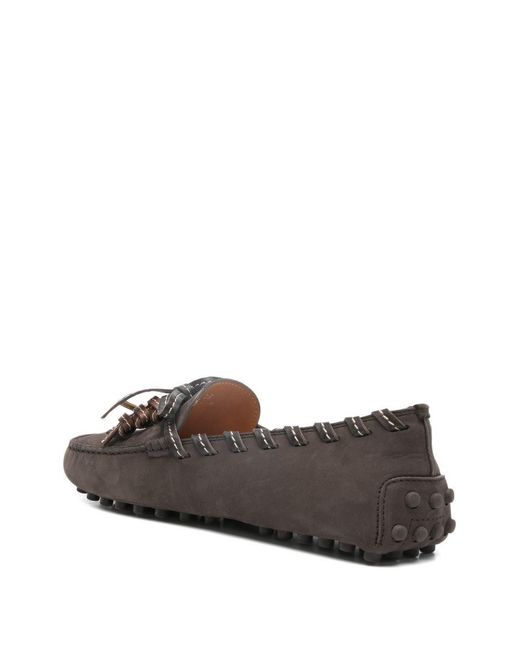 Tod's Brown Bow-Detailed Slip-On Loafers