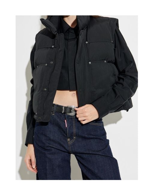 DSquared² Black Logo Embroidered High-Neck Padded Vest