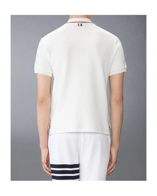 Thom Browne White Short Sleeve Polo Shirt for men