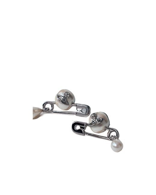 Vivienne Westwood White Claude Small Stud Embellished Earrings
