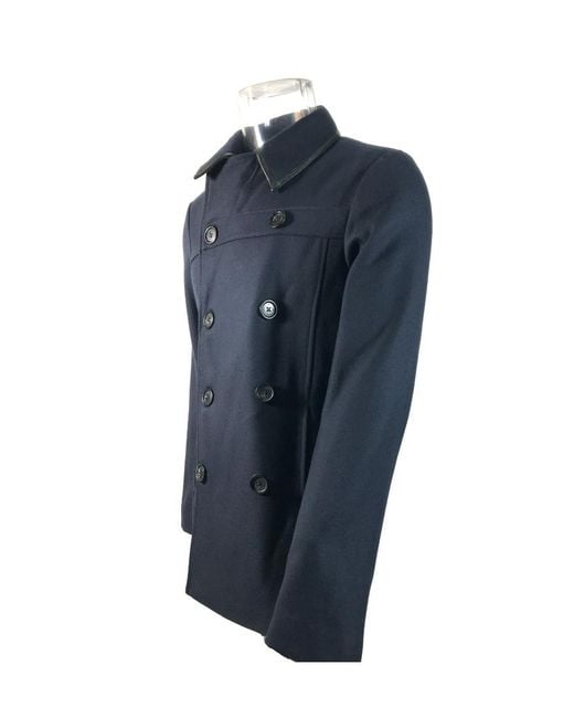 Emporio Armani Blue Double Breasted Coat for men