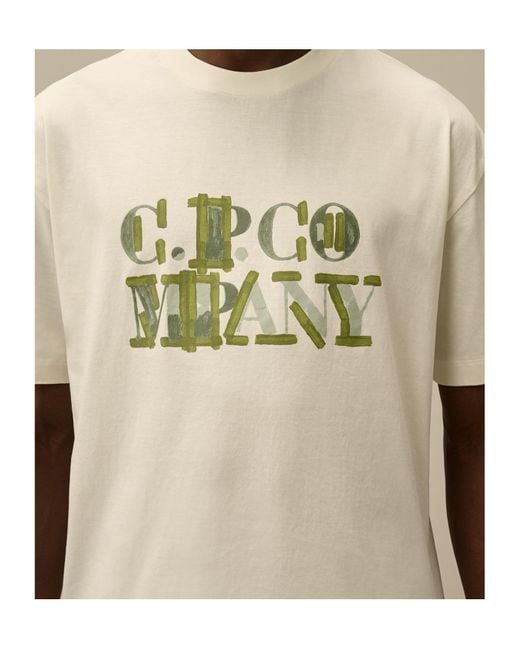 C P Company Natural Logo Graphic T-Shirt for men