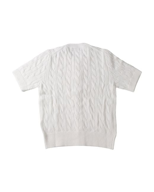 Polo Ralph Lauren White Short Sleeved Cable-Knit Cardigan