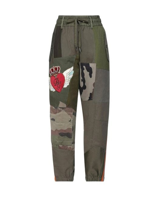 Dolce & Gabbana Green Multi-Color Casual Pants