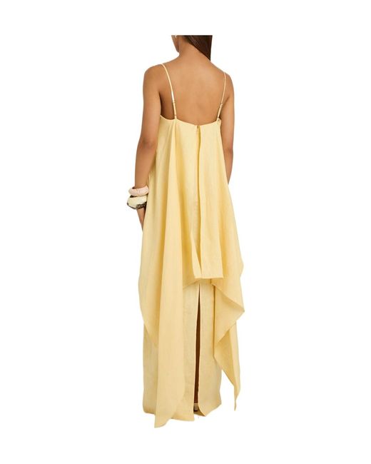 Staud Metallic Draped Linen Maxi Dress
