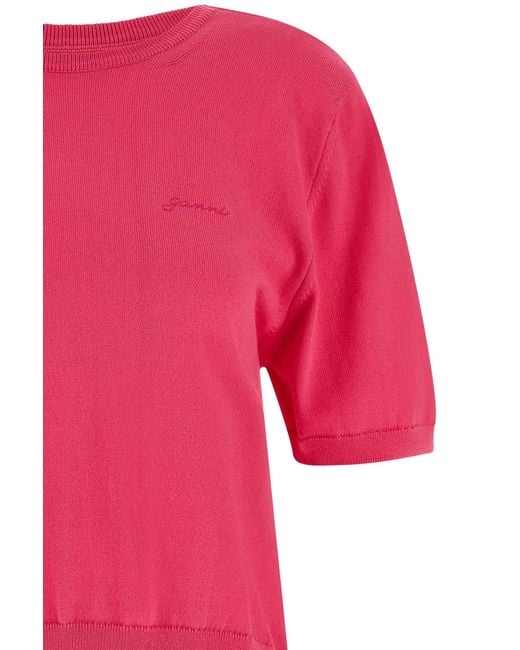 Ganni Pink Open-Back Tie Knitted Sweater
