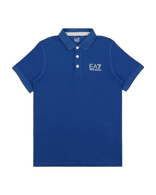 EA7 Blue Logo Printed Polo Shirt for men
