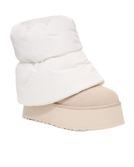 Ugg White Classic Mini Dipper Puffer Boots