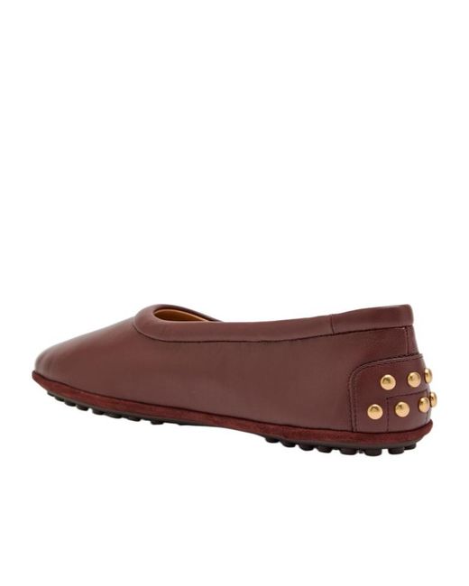 Tod's Brown Studded Flat Shoes