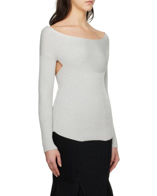 Khaite Gray Salma Open-Back Ribbed Top