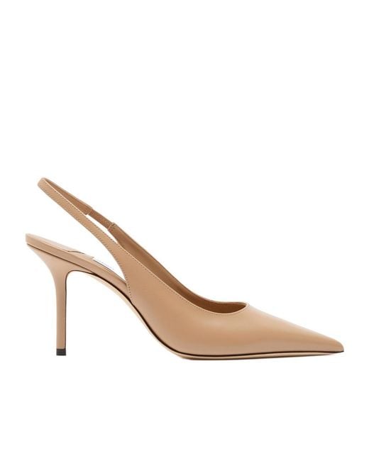 Jimmy Choo Natural High Heels With Leather Back Straps