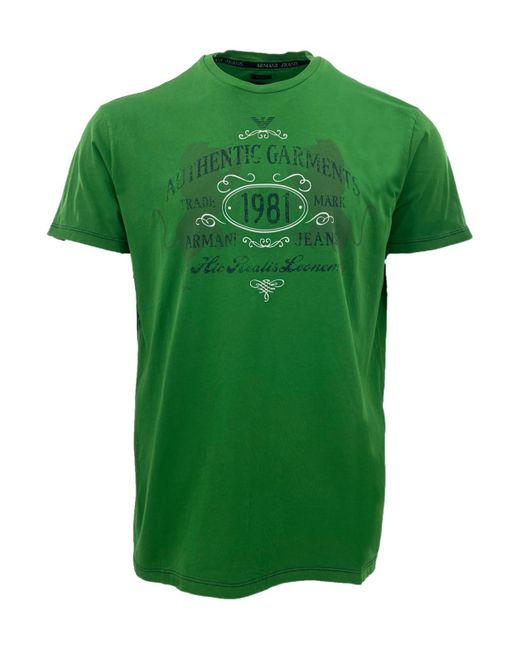 Armani Jeans Green Item O-Neck Short-Sleeved T-Shirt for men