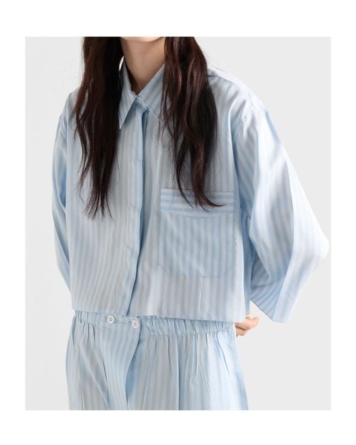 Prada Blue Striped Patch-Pocket Shirt