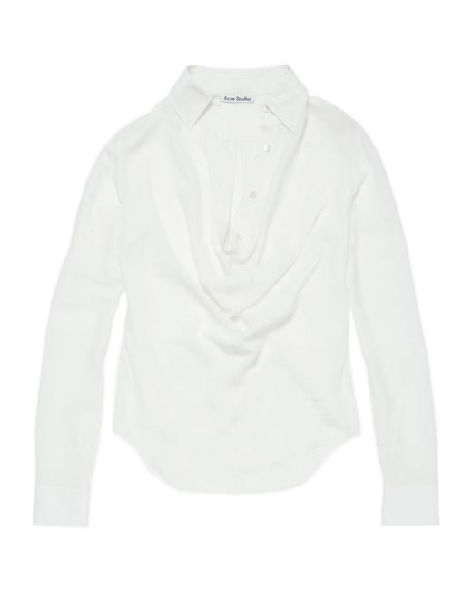 Acne White Drape-Neck Shirt