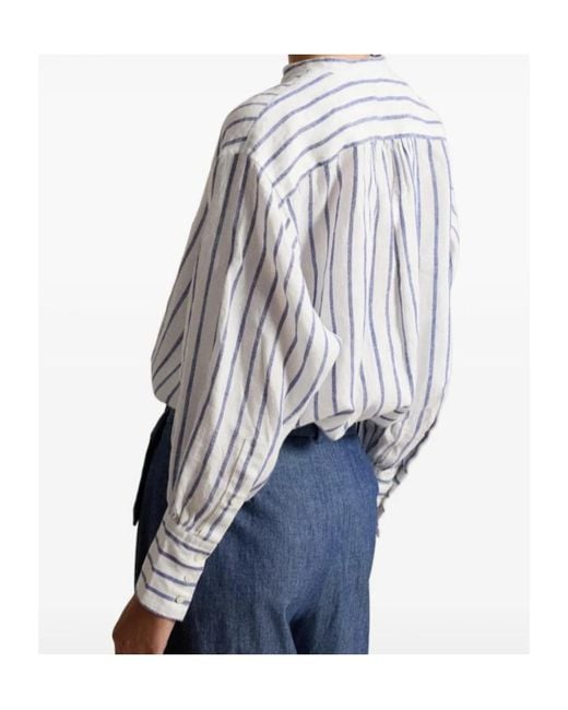 Polo Ralph Lauren White Striped Band Collar Shirt